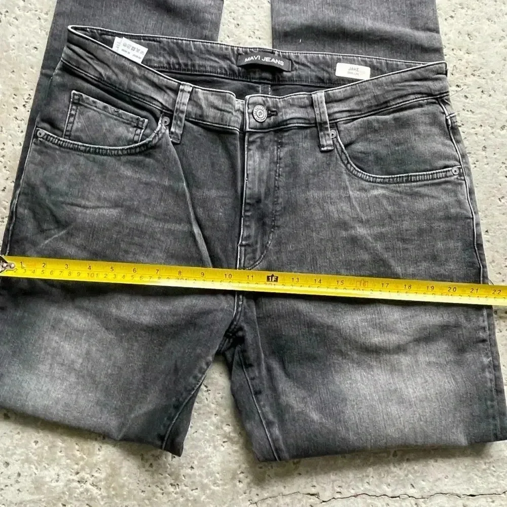 Mavi Jake Jeans Mens 36 x 34 Black Wash Slim Leg Distressed Jeans